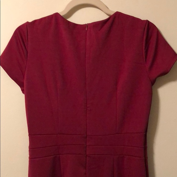 Wine Red Retro Bodycon Retro Dress - Picture 5 of 6